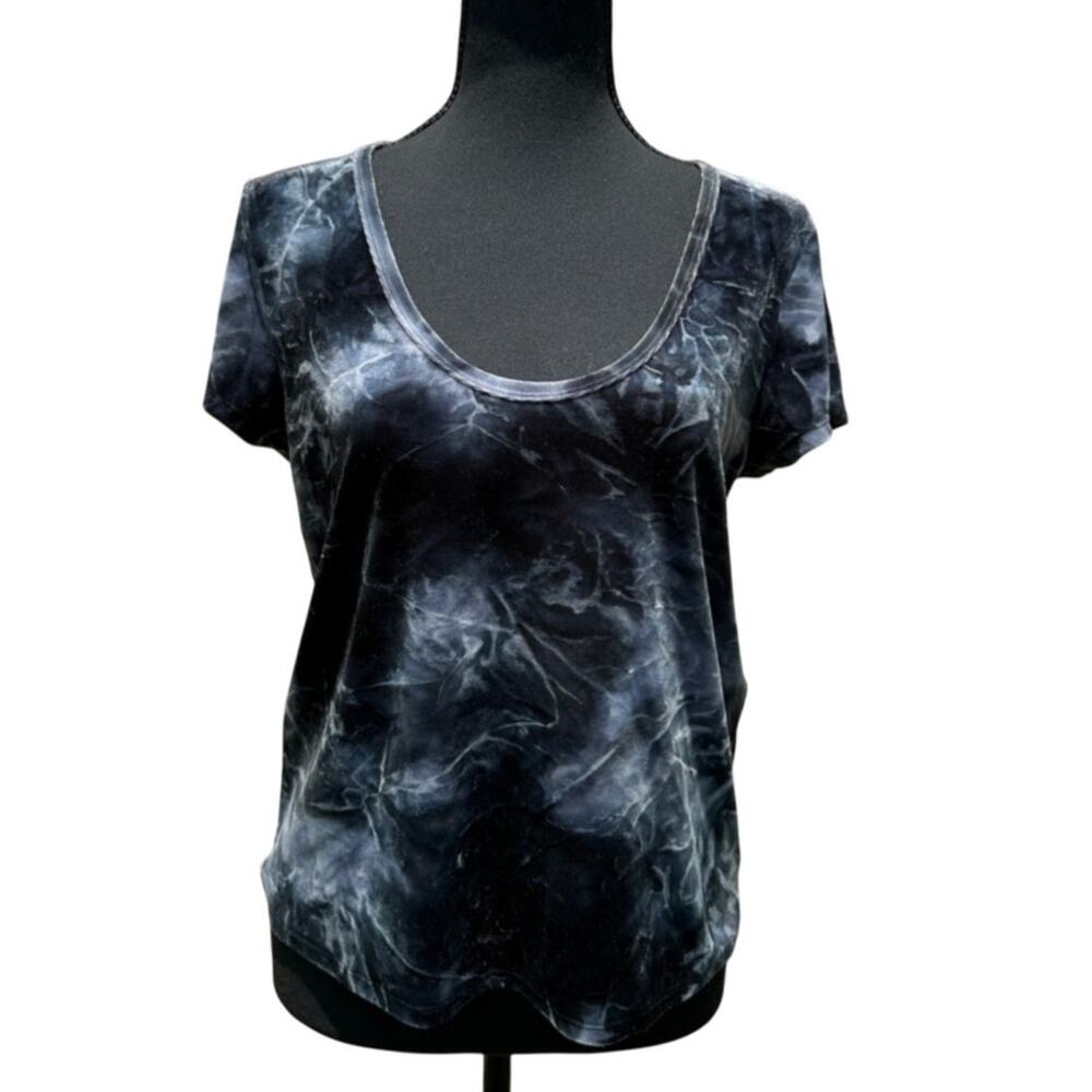 American Eagle Black/gray Whimsygoth Velvet Festival Grunge Fairy Top Large